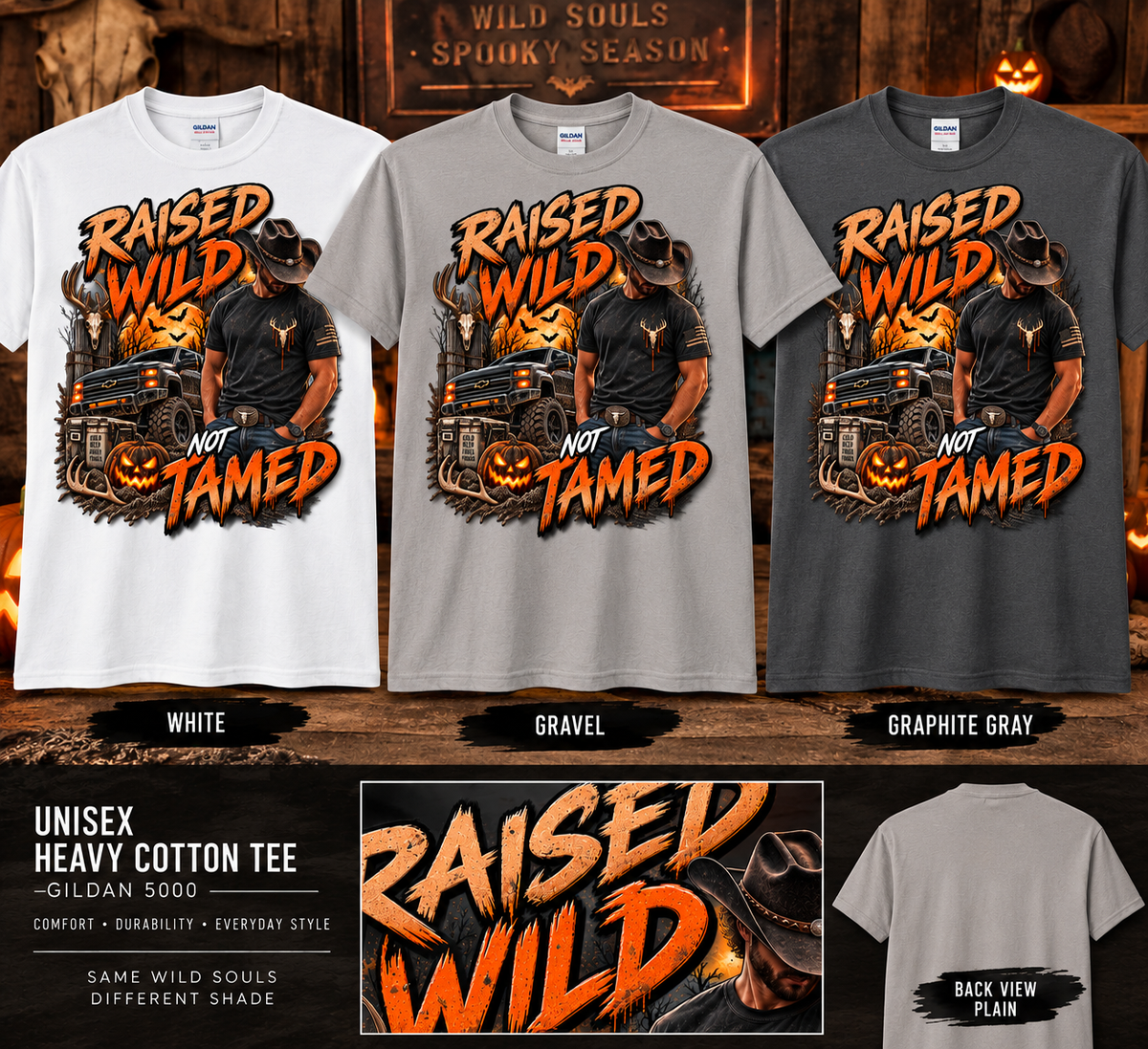 Raised Wild Not Tamed Tee — Halloween Pumpkin Graphic T-Shirt