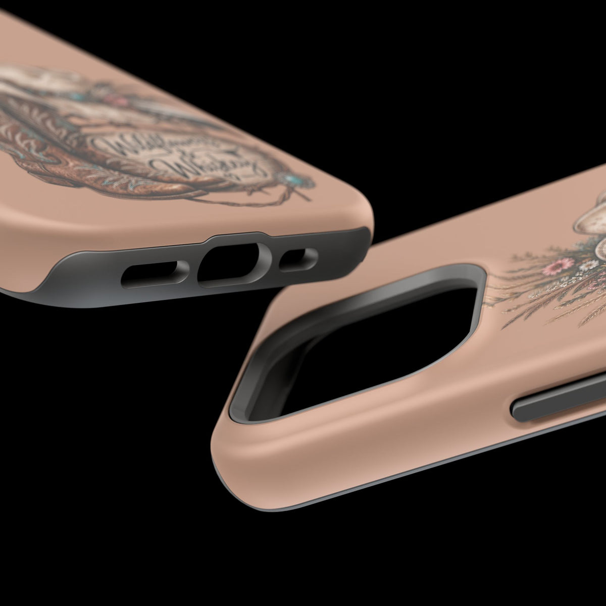 Cowgirl Boots & Hat Phone Case — "Wildflowers & Whiskey" Magnetic Impact-Resistant Case