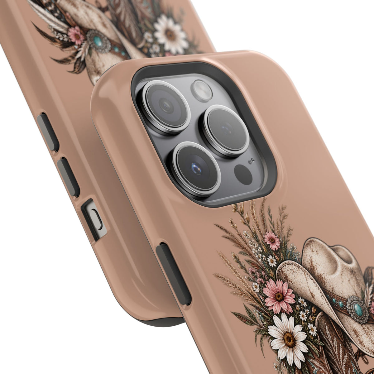 Cowgirl Boots & Hat Phone Case — "Wildflowers & Whiskey" Magnetic Impact-Resistant Case