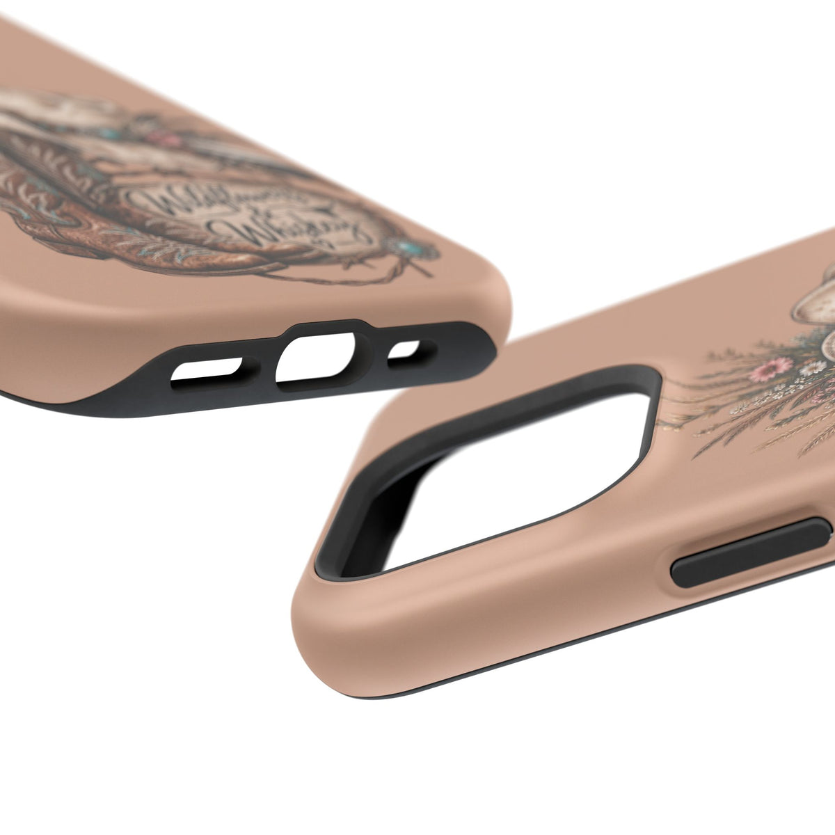 Cowgirl Boots & Hat Phone Case — "Wildflowers & Whiskey" Magnetic Impact-Resistant Case