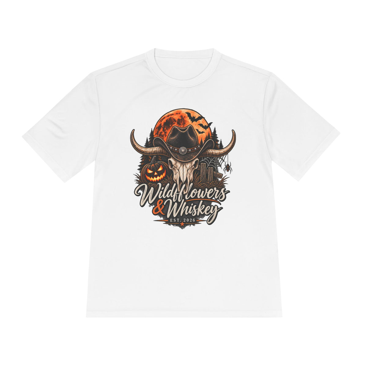 Wildflowers & Whiskey Halloween Skull Tee