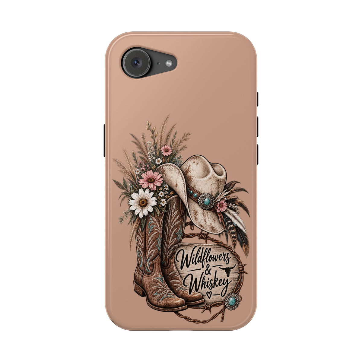 Cowgirl Boots & Hat Phone Case — "Wildflowers & Whiskey" Magnetic Impact-Resistant Case