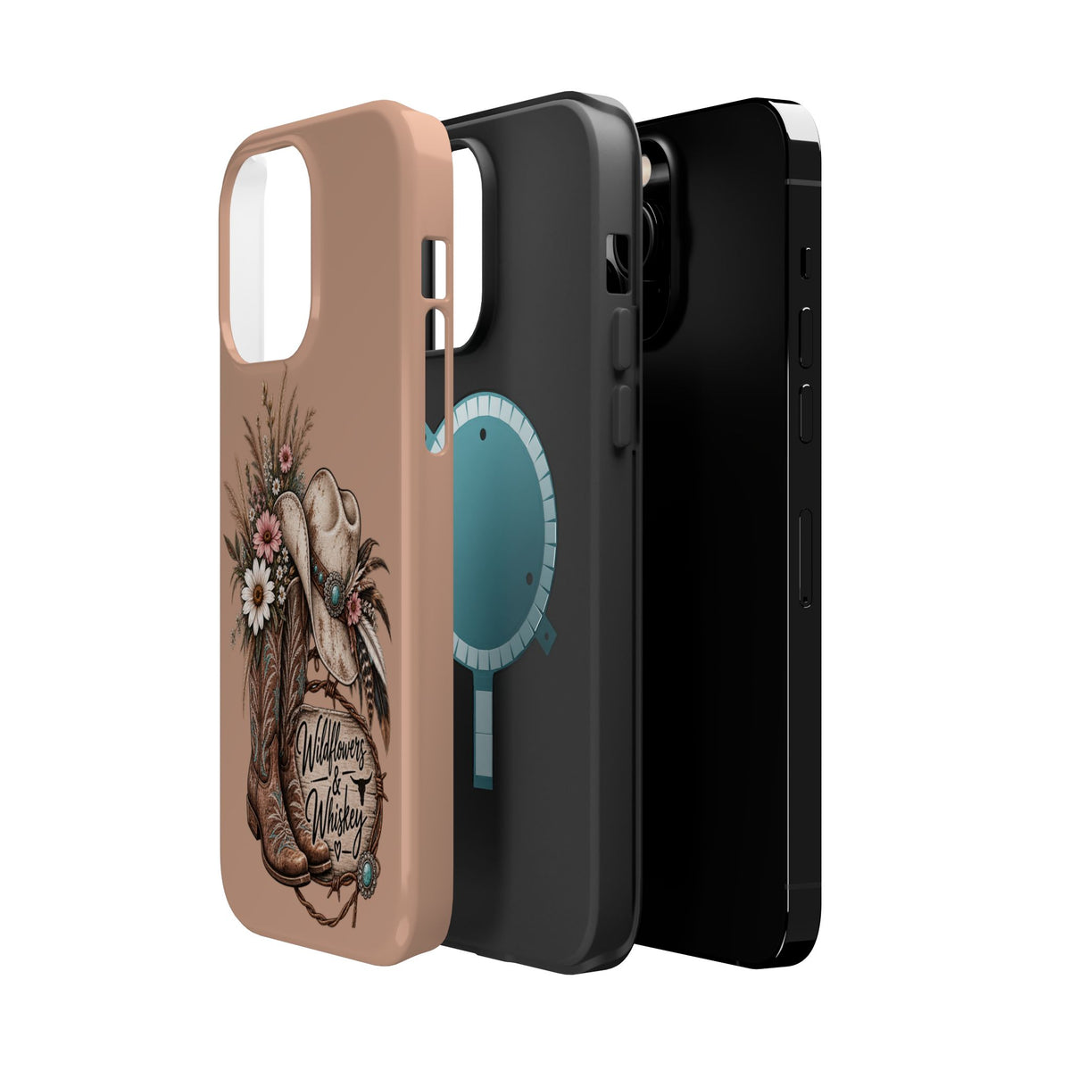 Cowgirl Boots & Hat Phone Case — "Wildflowers & Whiskey" Magnetic Impact-Resistant Case