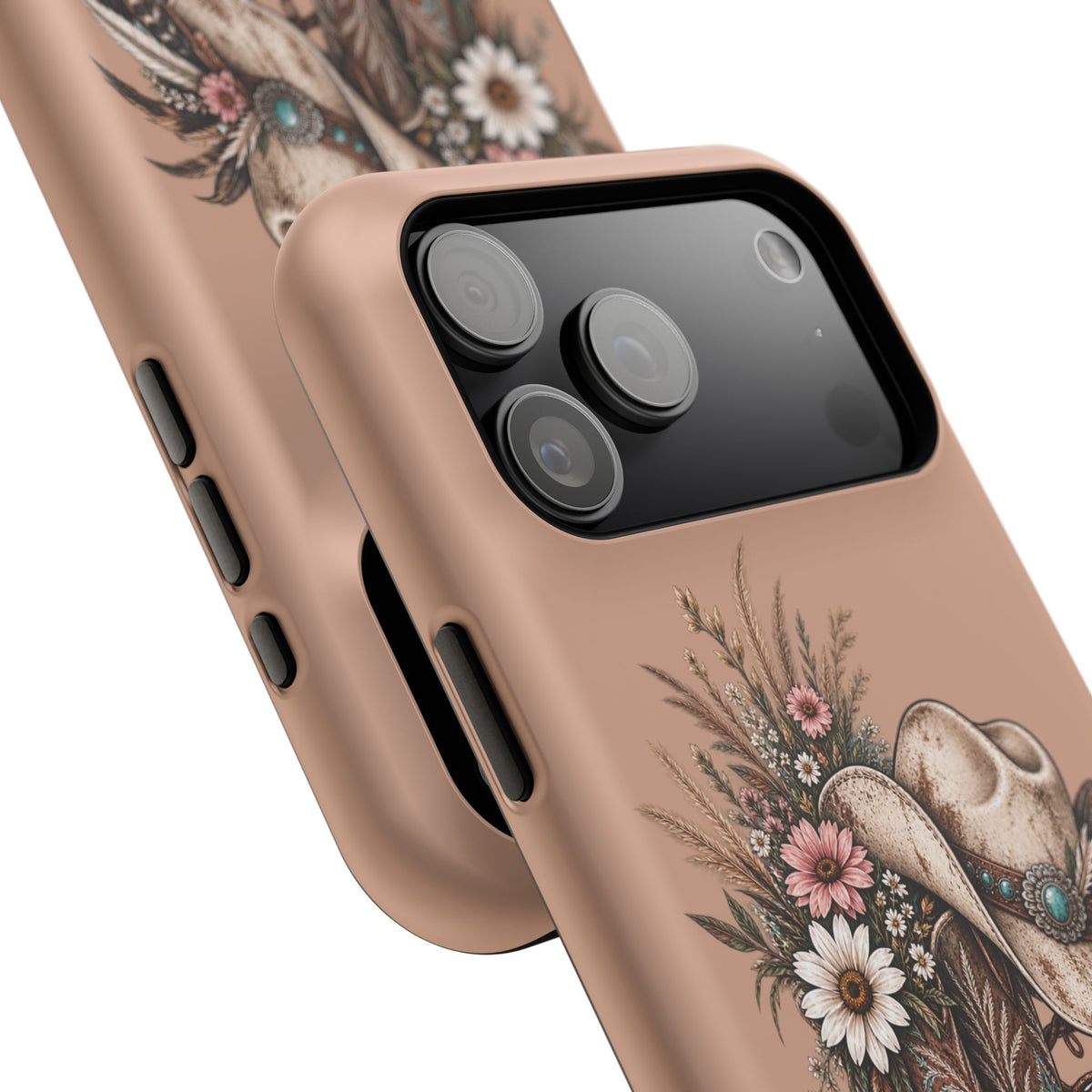 Cowgirl Boots & Hat Phone Case — "Wildflowers & Whiskey" Magnetic Impact-Resistant Case
