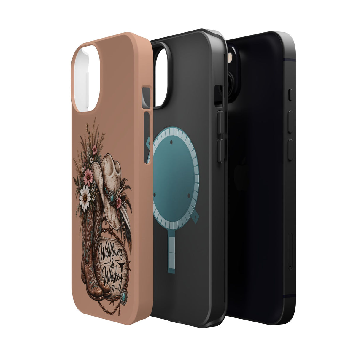 Cowgirl Boots & Hat Phone Case — "Wildflowers & Whiskey" Magnetic Impact-Resistant Case