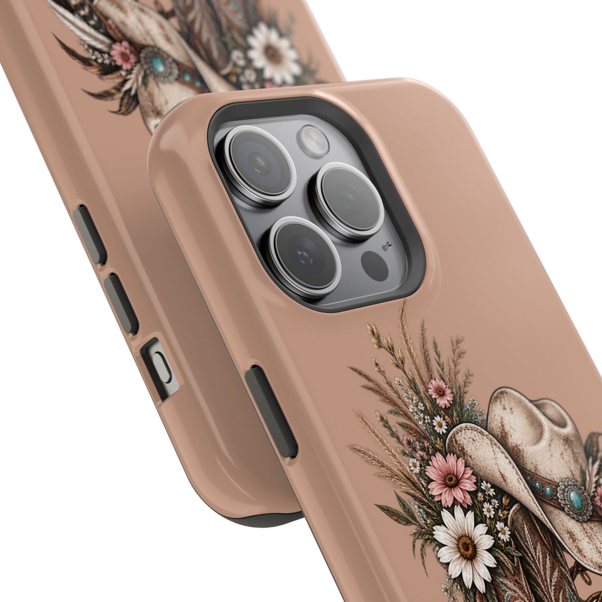Cowgirl Boots & Hat Phone Case — "Wildflowers & Whiskey" Magnetic Impact-Resistant Case