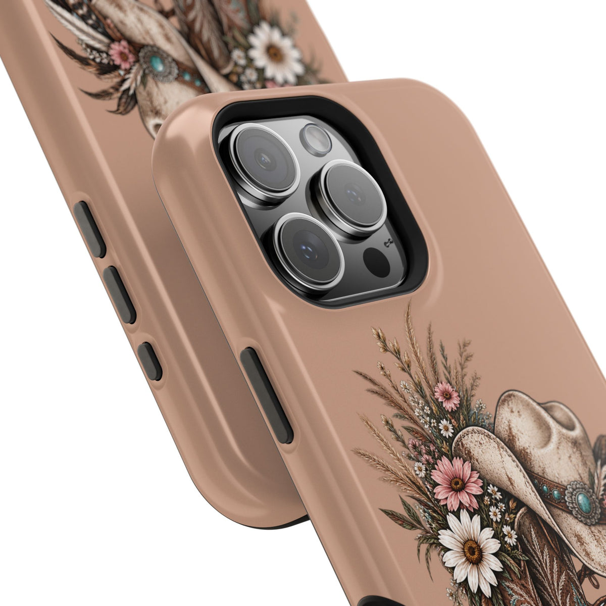 Cowgirl Boots & Hat Phone Case — "Wildflowers & Whiskey" Magnetic Impact-Resistant Case