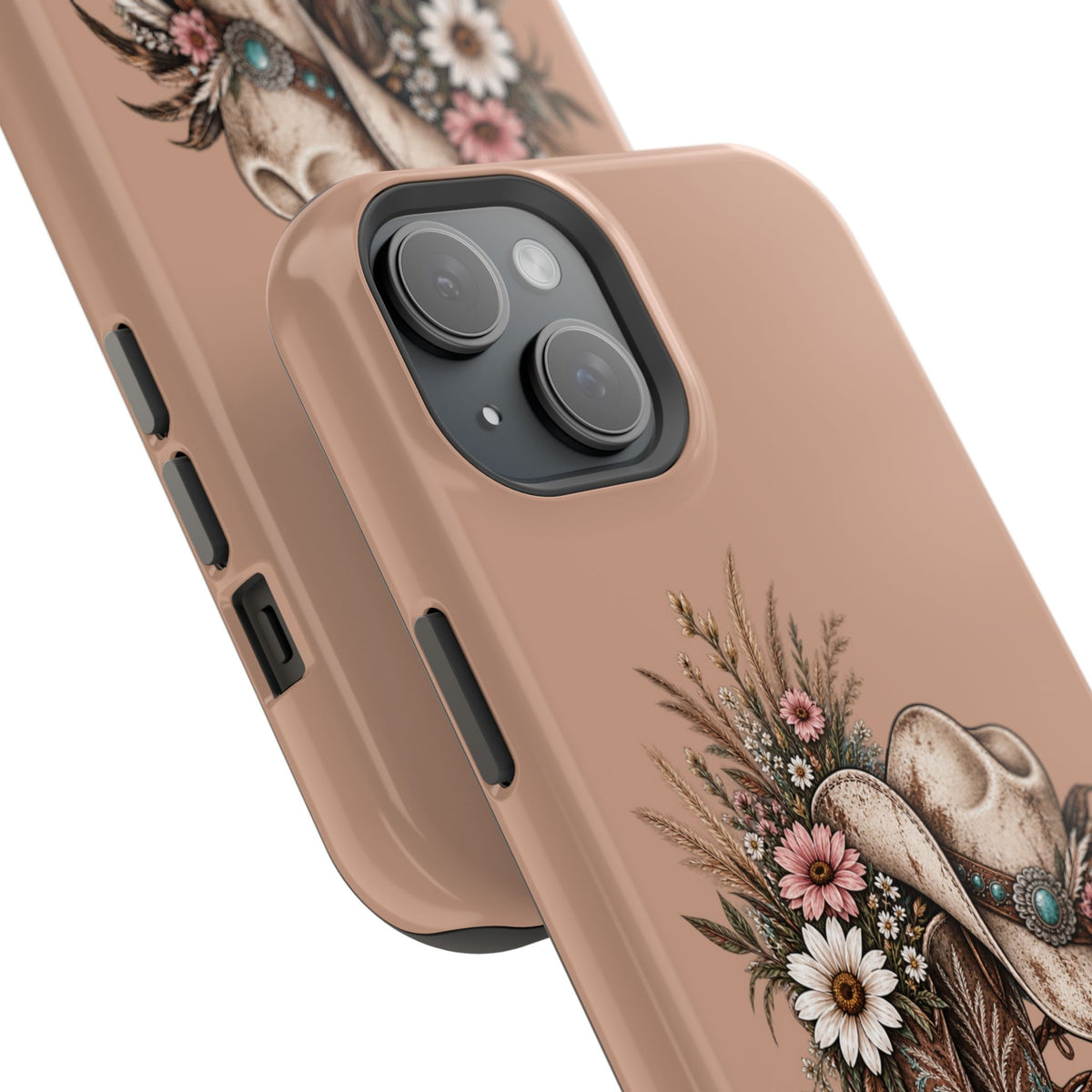 Cowgirl Boots & Hat Phone Case — "Wildflowers & Whiskey" Magnetic Impact-Resistant Case