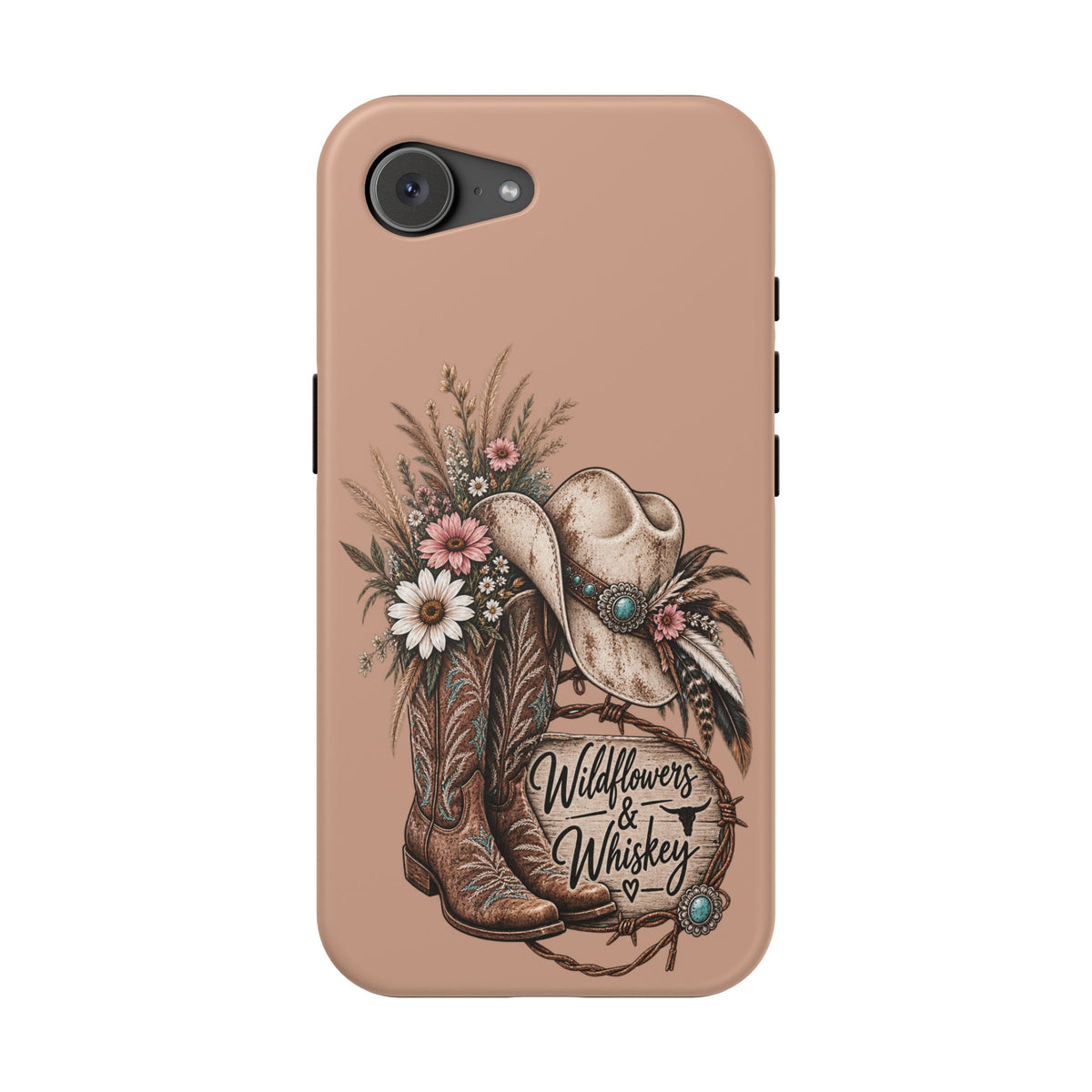 Cowgirl Boots & Hat Phone Case — "Wildflowers & Whiskey" Magnetic Impact-Resistant Case