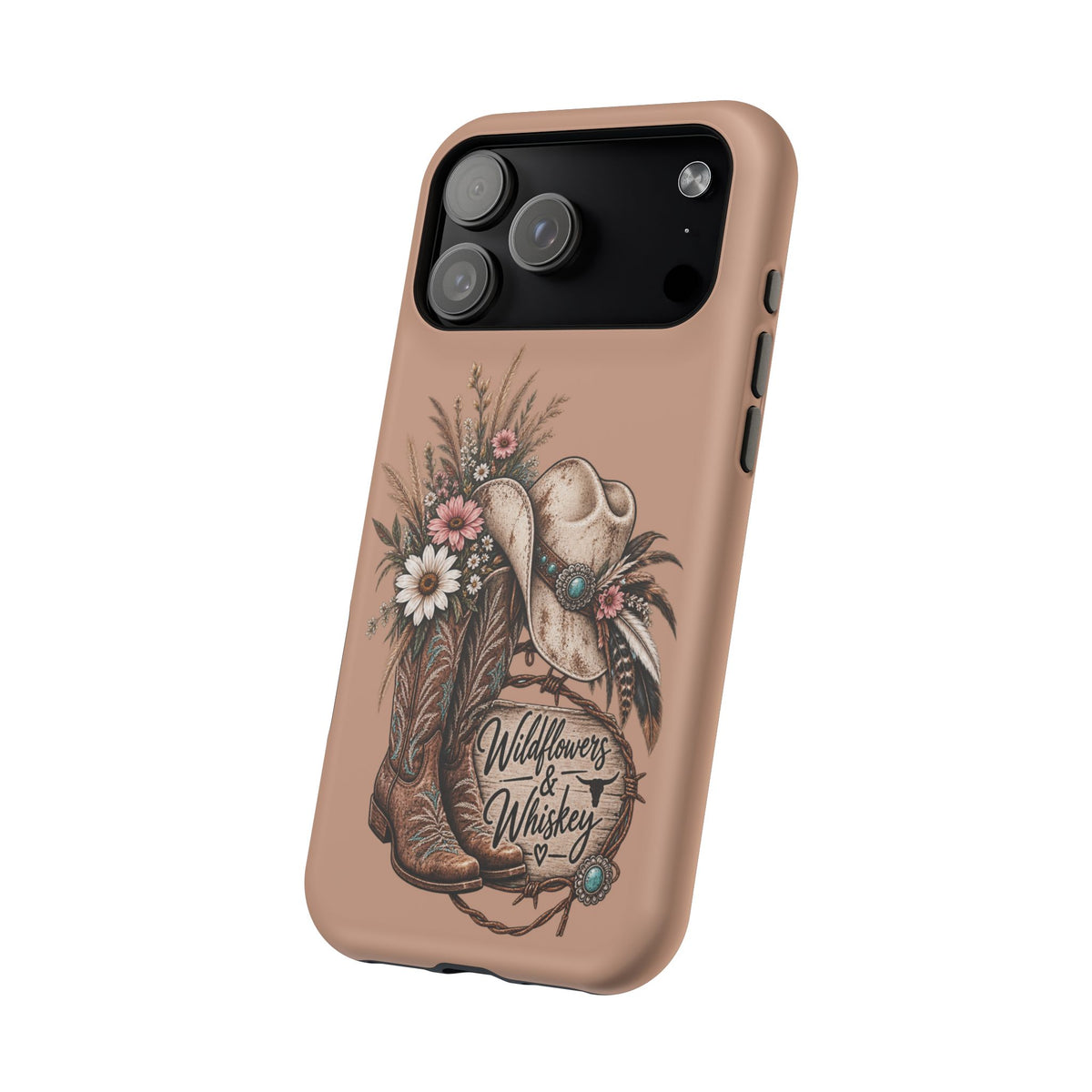 Cowgirl Boots & Hat Phone Case — "Wildflowers & Whiskey" Magnetic Impact-Resistant Case