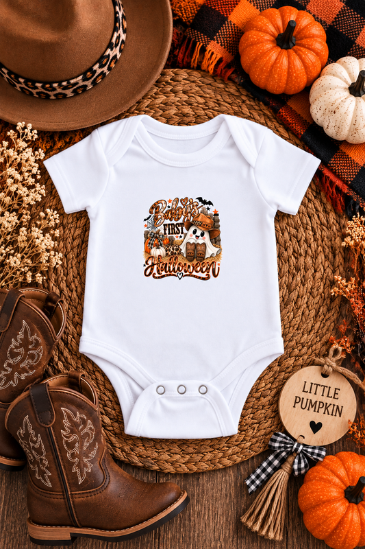 Baby Bodysuit "My First Halloween" - Fall Pumpkin & Ghost Infant Onesie