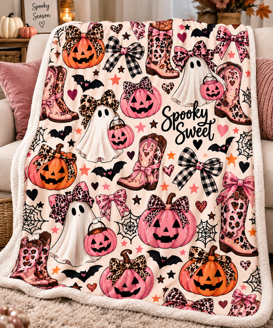 🎃 Spooky Sweet Halloween Sherpa Blanket