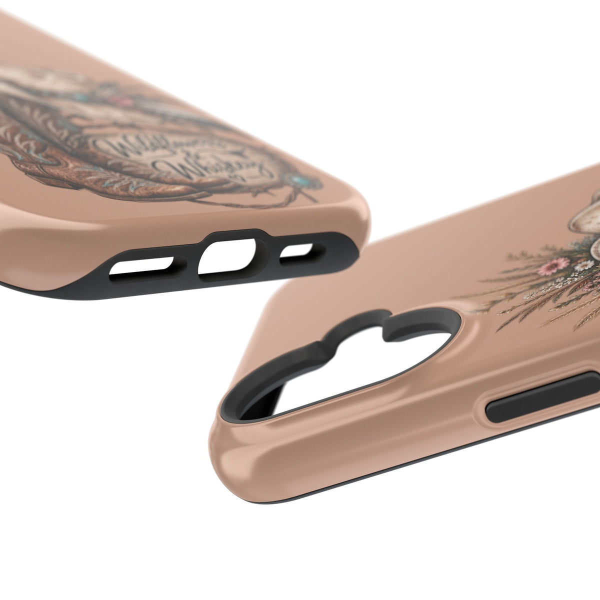 Cowgirl Boots & Hat Phone Case — "Wildflowers & Whiskey" Magnetic Impact-Resistant Case