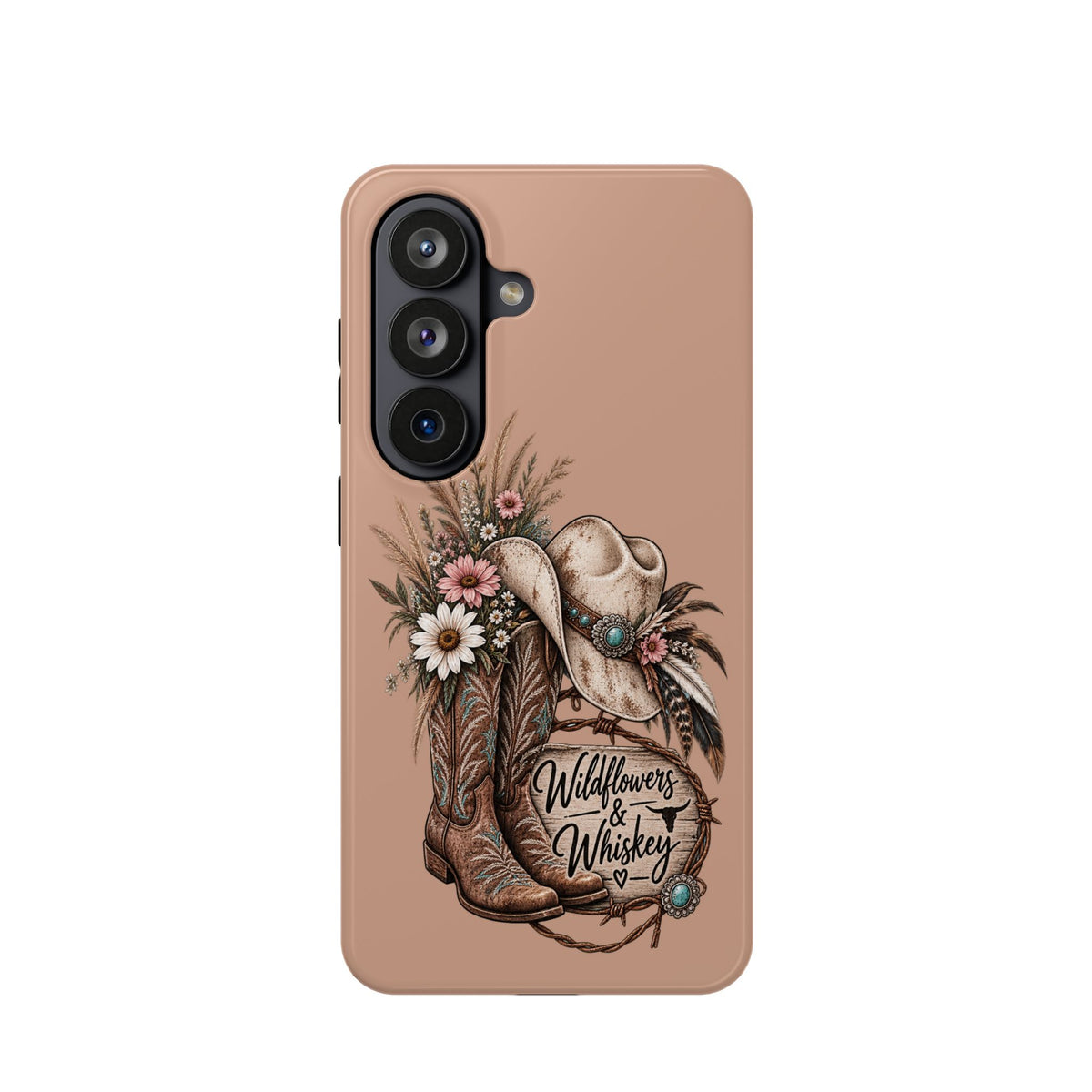Cowgirl Boots & Hat Phone Case — "Wildflowers & Whiskey" Magnetic Impact-Resistant Case