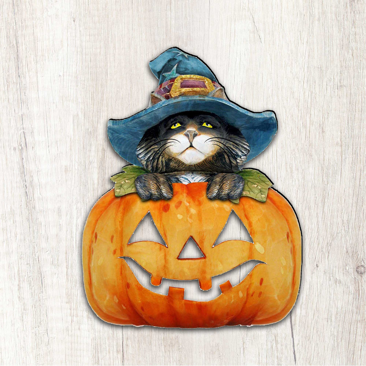 Black Cat pumpkin Halloween Door Decor by G. DeBrekht - Thanksgiving Halloween Decor - 8158416H