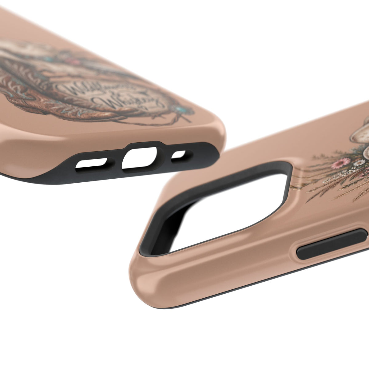 Cowgirl Boots & Hat Phone Case — "Wildflowers & Whiskey" Magnetic Impact-Resistant Case