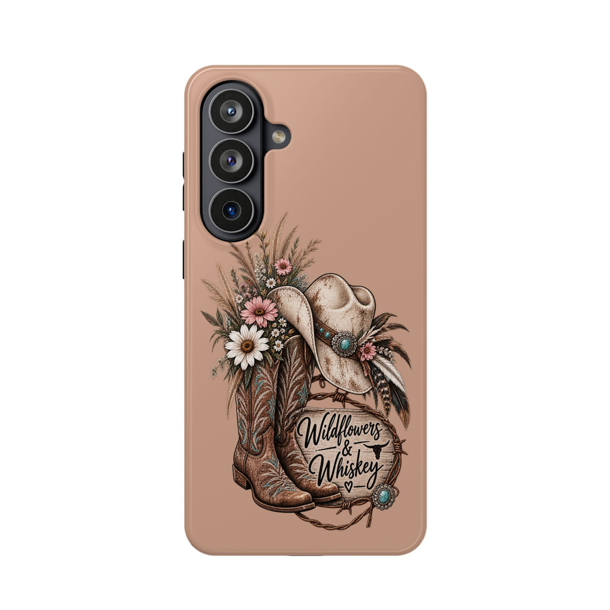 Cowgirl Boots & Hat Phone Case — "Wildflowers & Whiskey" Magnetic Impact-Resistant Case