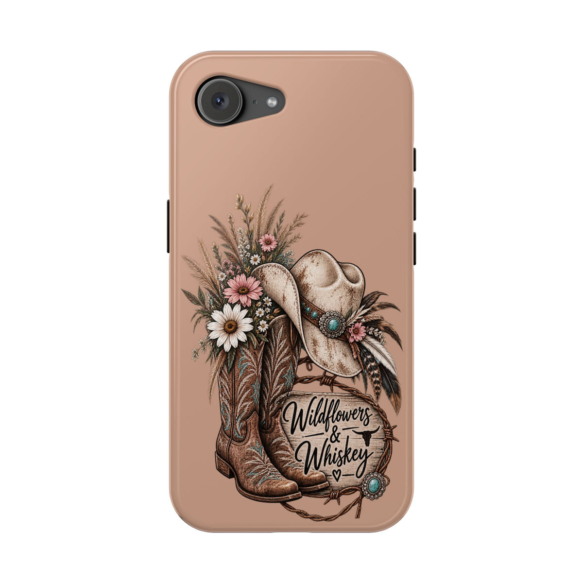 Cowgirl Boots & Hat Phone Case — "Wildflowers & Whiskey" Magnetic Impact-Resistant Case
