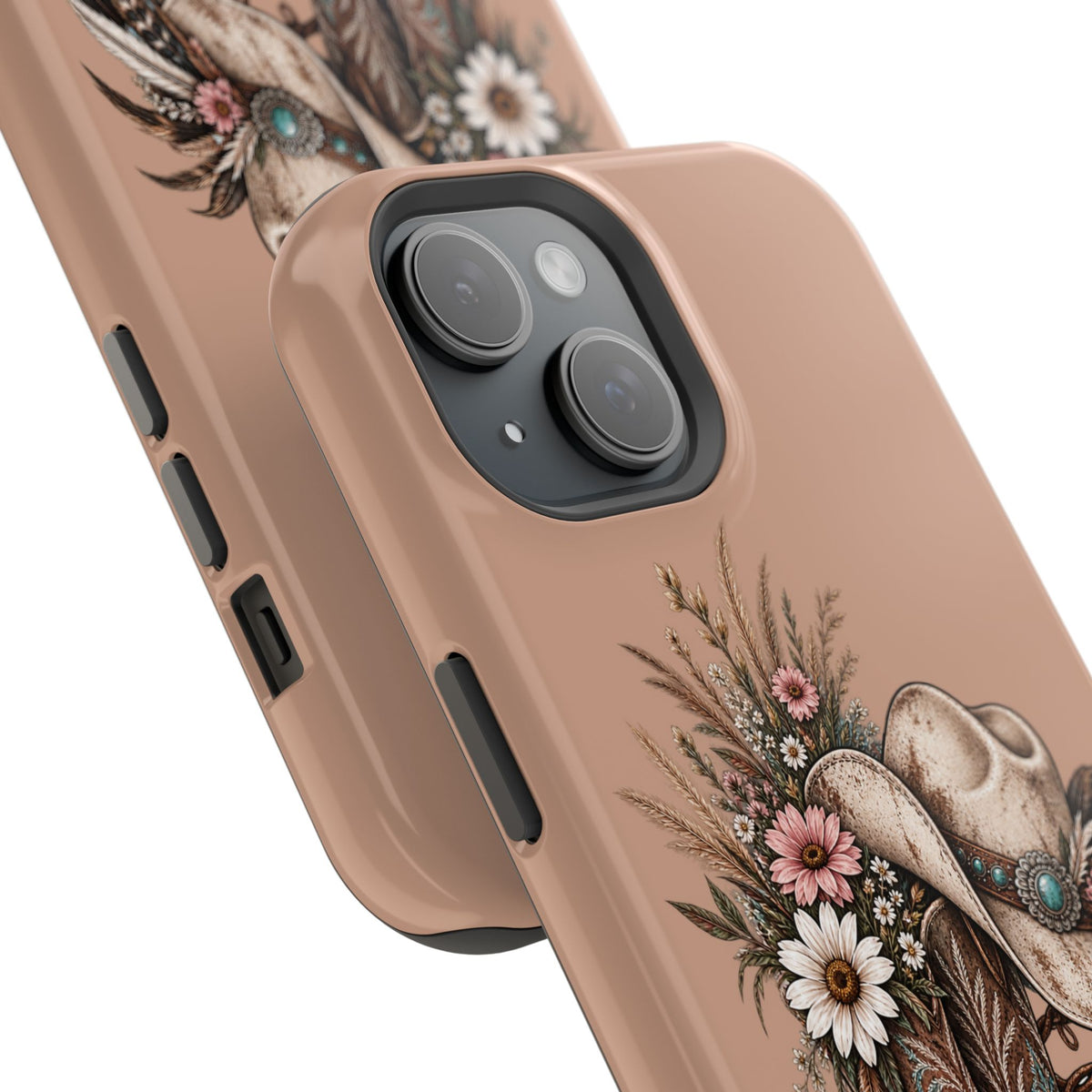 Cowgirl Boots & Hat Phone Case — "Wildflowers & Whiskey" Magnetic Impact-Resistant Case