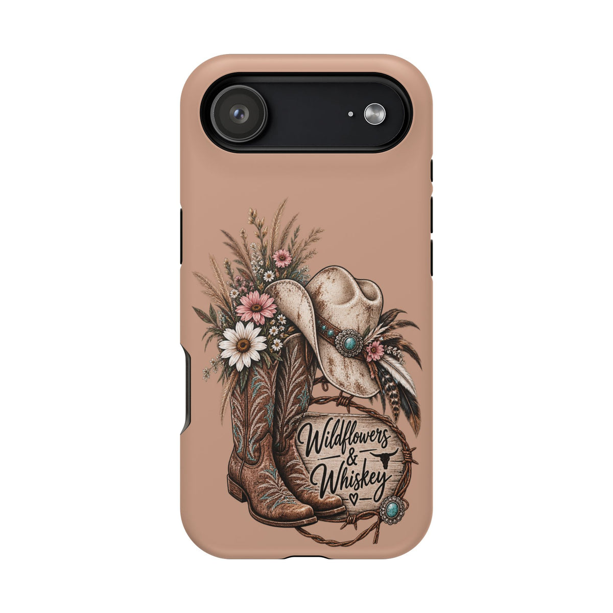 Cowgirl Boots & Hat Phone Case — "Wildflowers & Whiskey" Magnetic Impact-Resistant Case