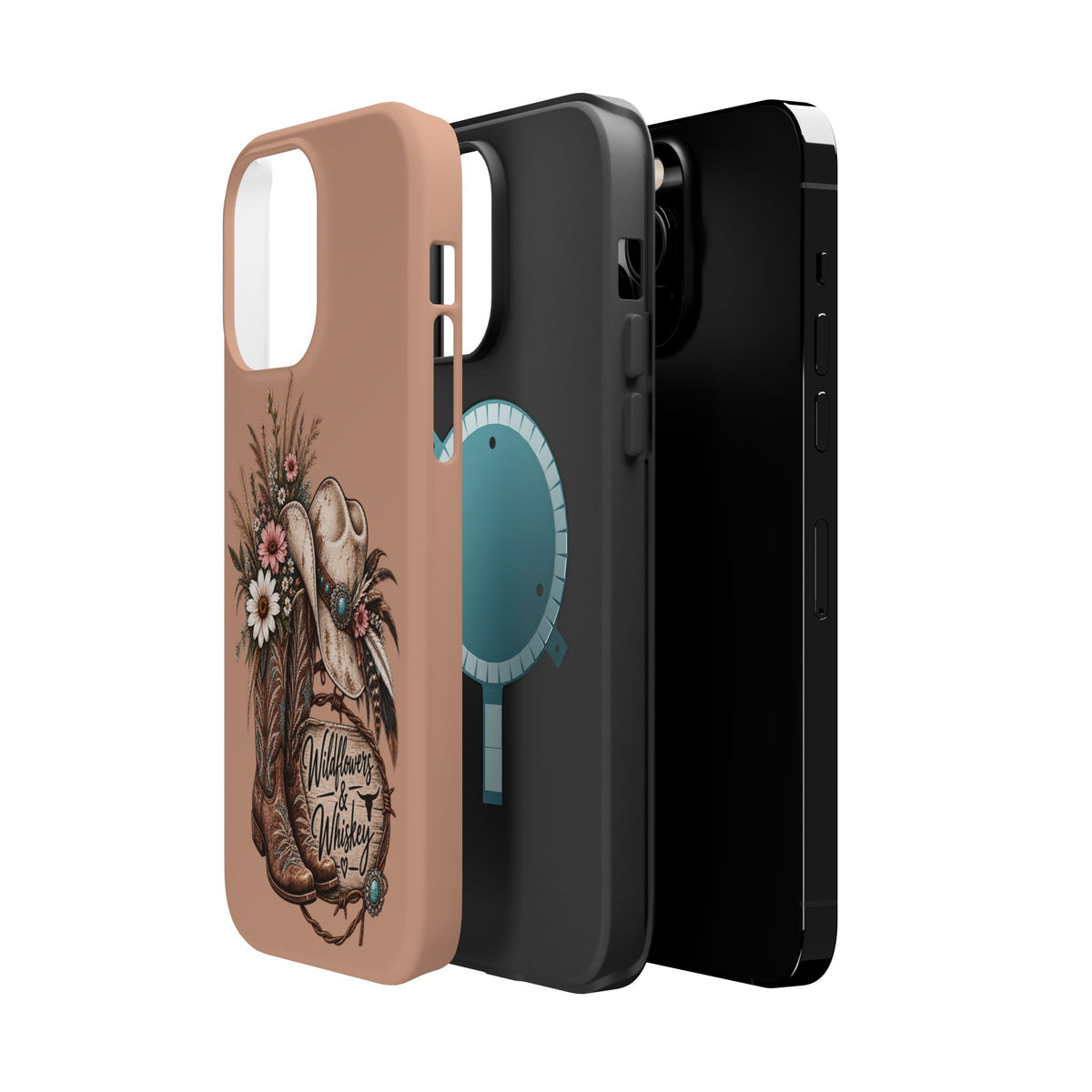 Cowgirl Boots & Hat Phone Case — "Wildflowers & Whiskey" Magnetic Impact-Resistant Case