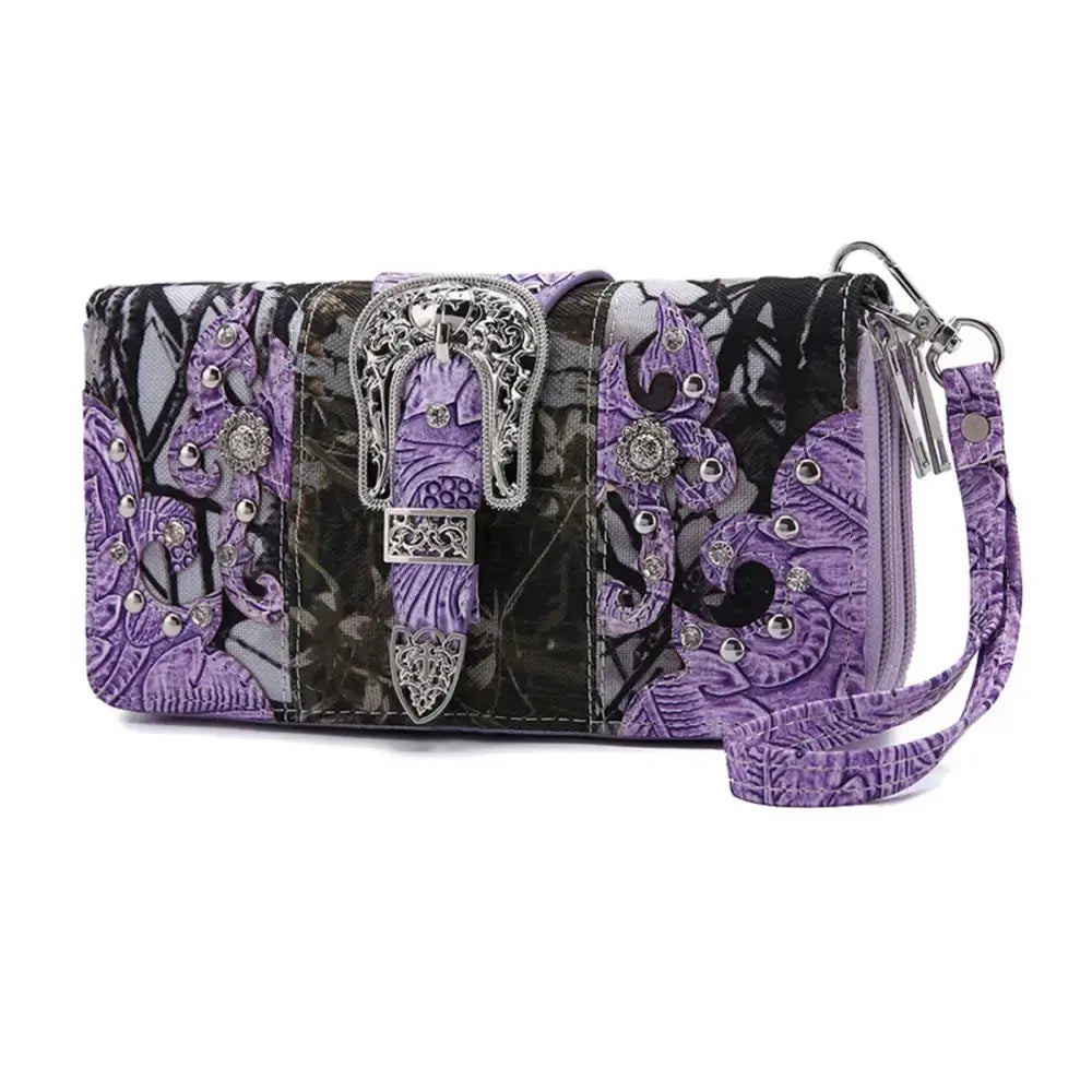 Camouflage Buckle Purse and Matching Wallet Set, Western Handbags
