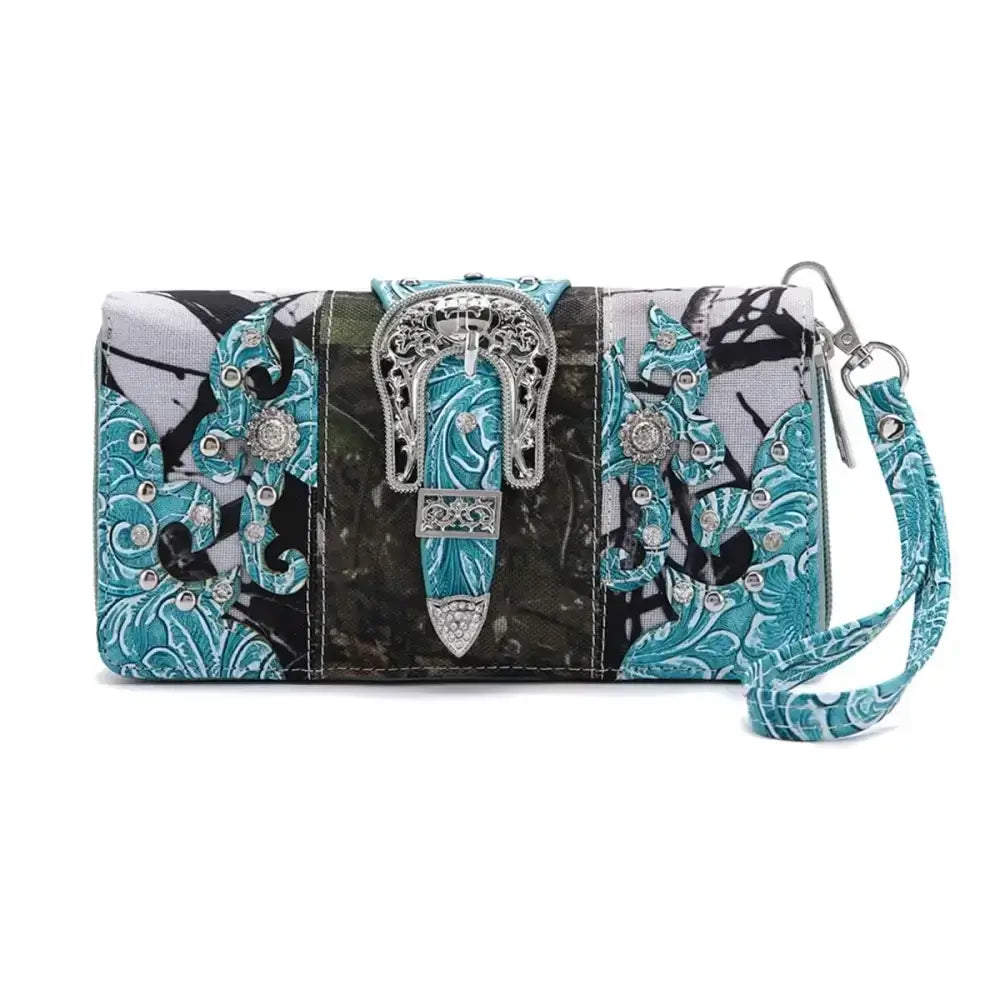 Camouflage Buckle Purse and Matching Wallet Set, Western Handbags