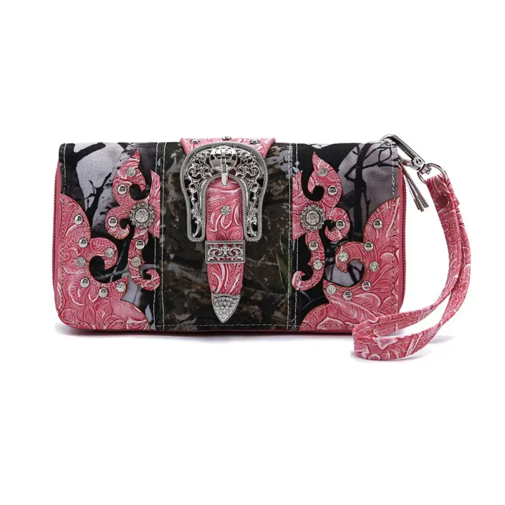 Camouflage Buckle Purse and Matching Wallet Set, Western Handbags