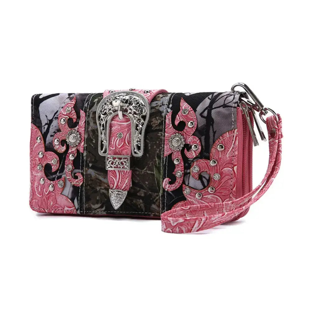 Camouflage Buckle Purse and Matching Wallet Set, Western Handbags