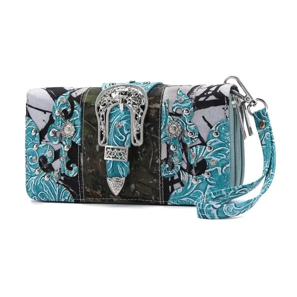 Camouflage Buckle Purse and Matching Wallet Set, Western Handbags