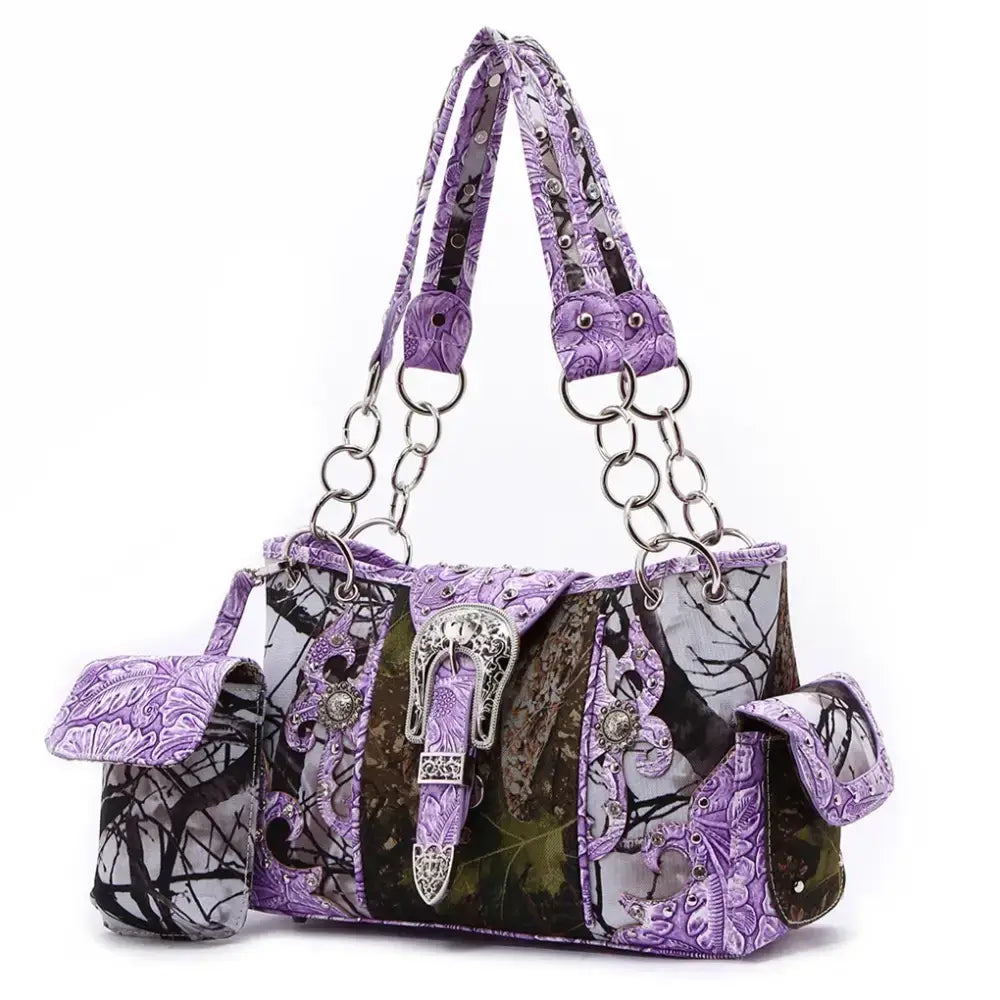 Camouflage Buckle Purse and Matching Wallet Set, Western Handbags