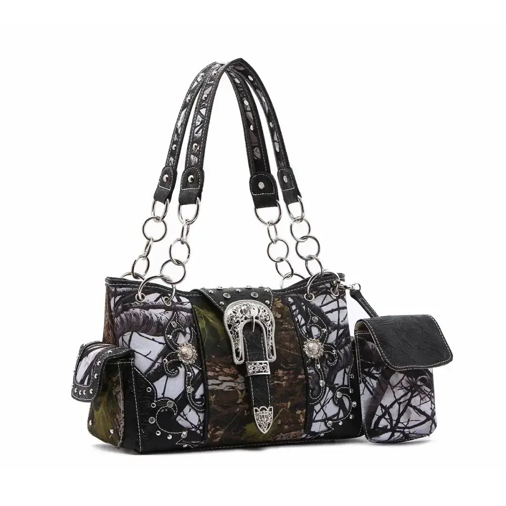 Camouflage Buckle Purse and Matching Wallet Set, Western Handbags