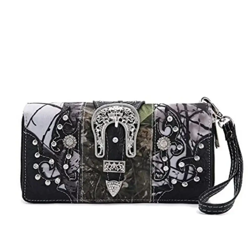 Camouflage Buckle Purse and Matching Wallet Set, Western Handbags
