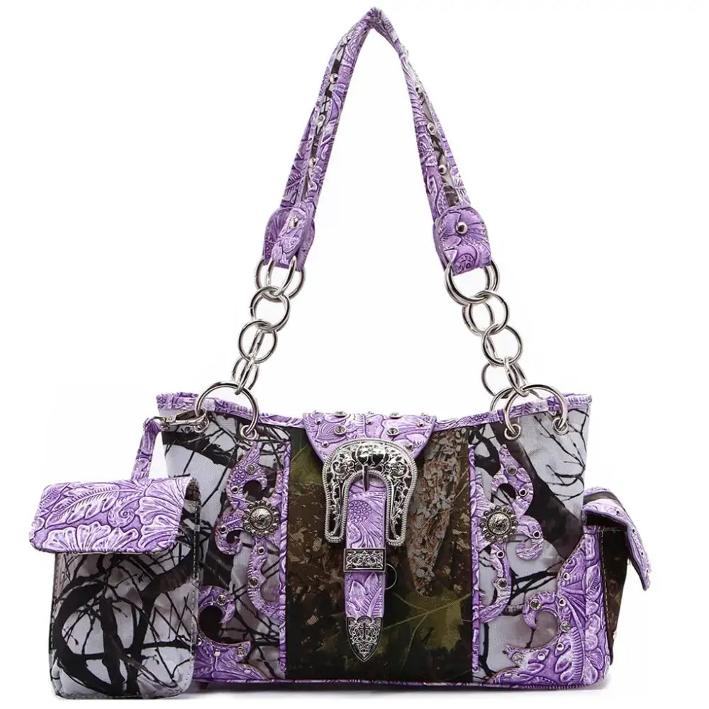 Camouflage Buckle Purse and Matching Wallet Set, Western Handbags