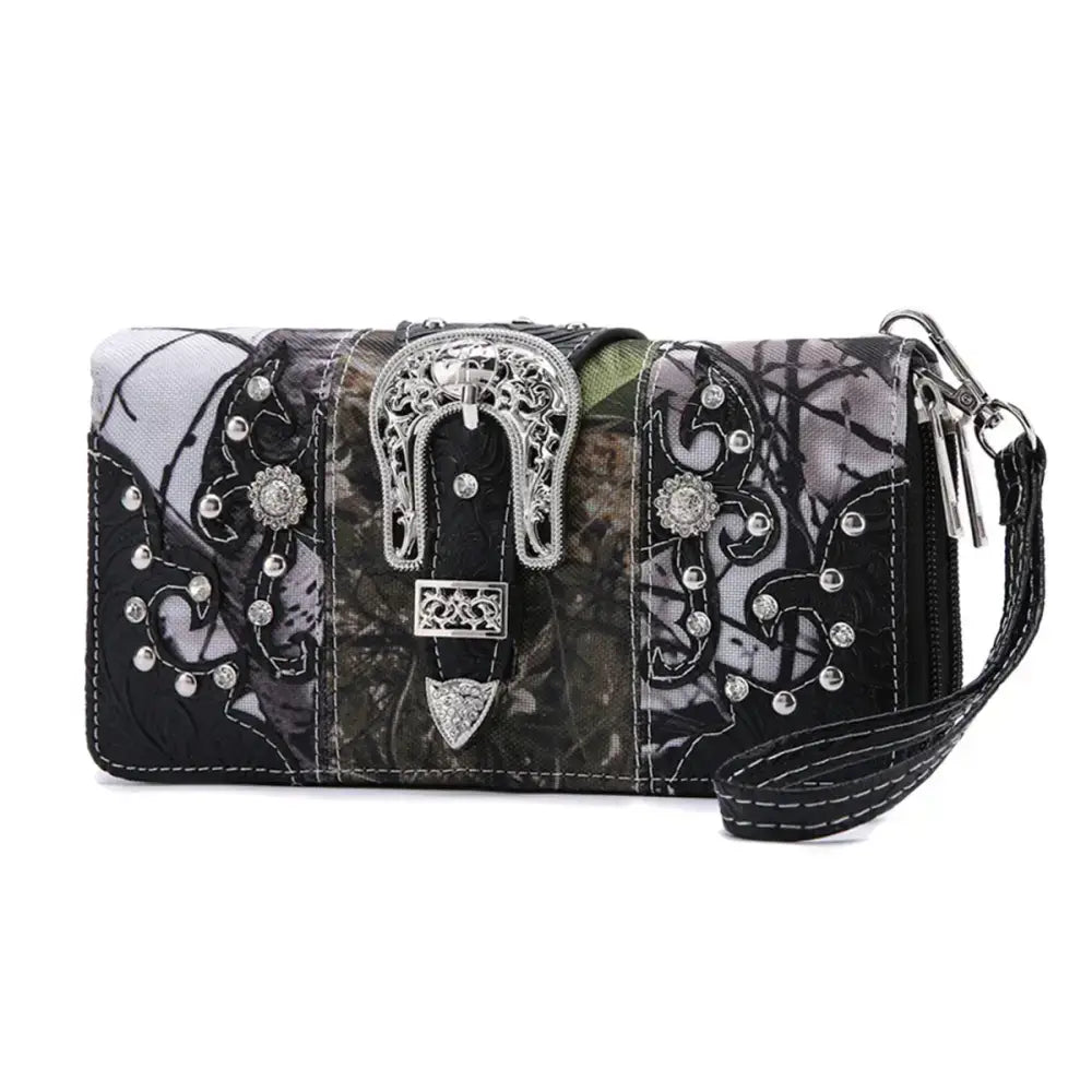 Camouflage Buckle Purse and Matching Wallet Set, Western Handbags