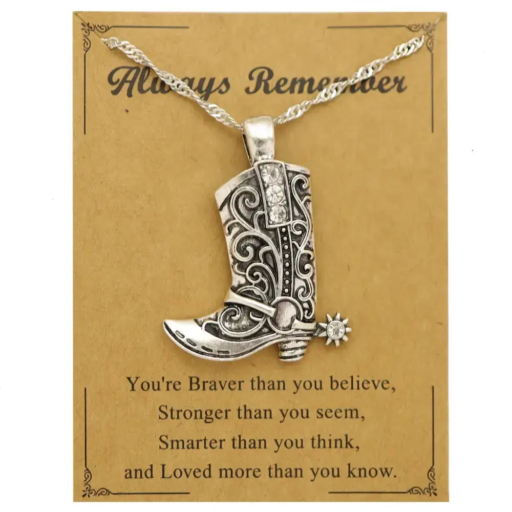 Cowgirl Boot Pendant, Earrings Necklace Set, Cowboy boots with Spurs