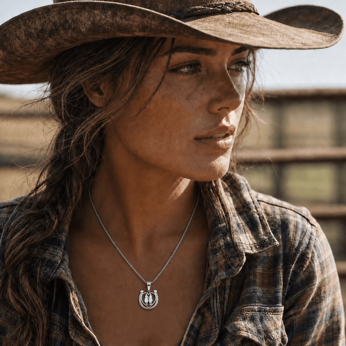 Horseshoe Necklace, Stainless Steel Heart Couple Jewelry
