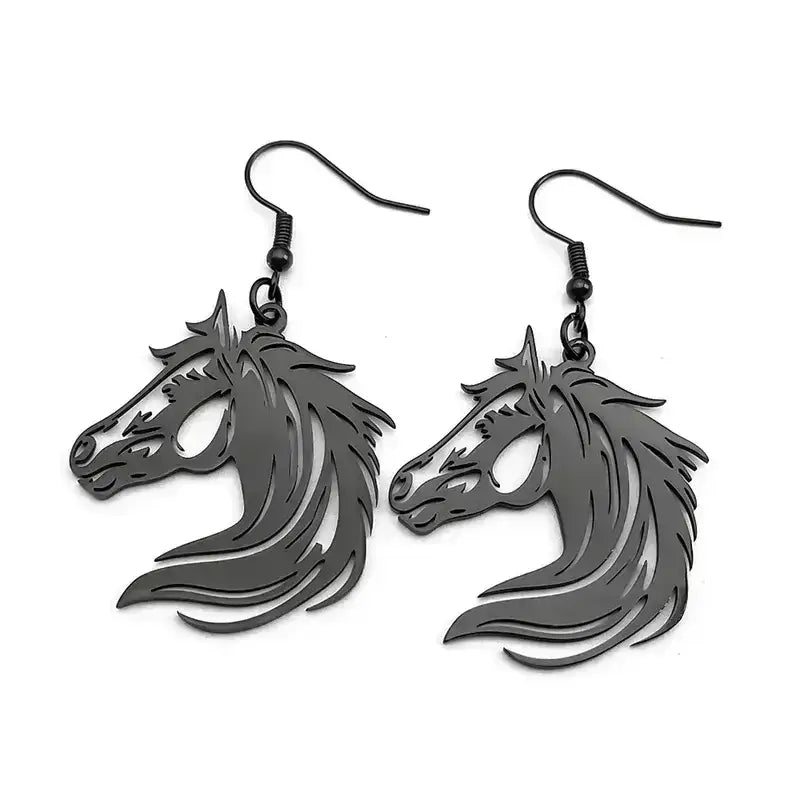 Horse Head Dangle Earrings For Women Stainless Steel Drop Earrings