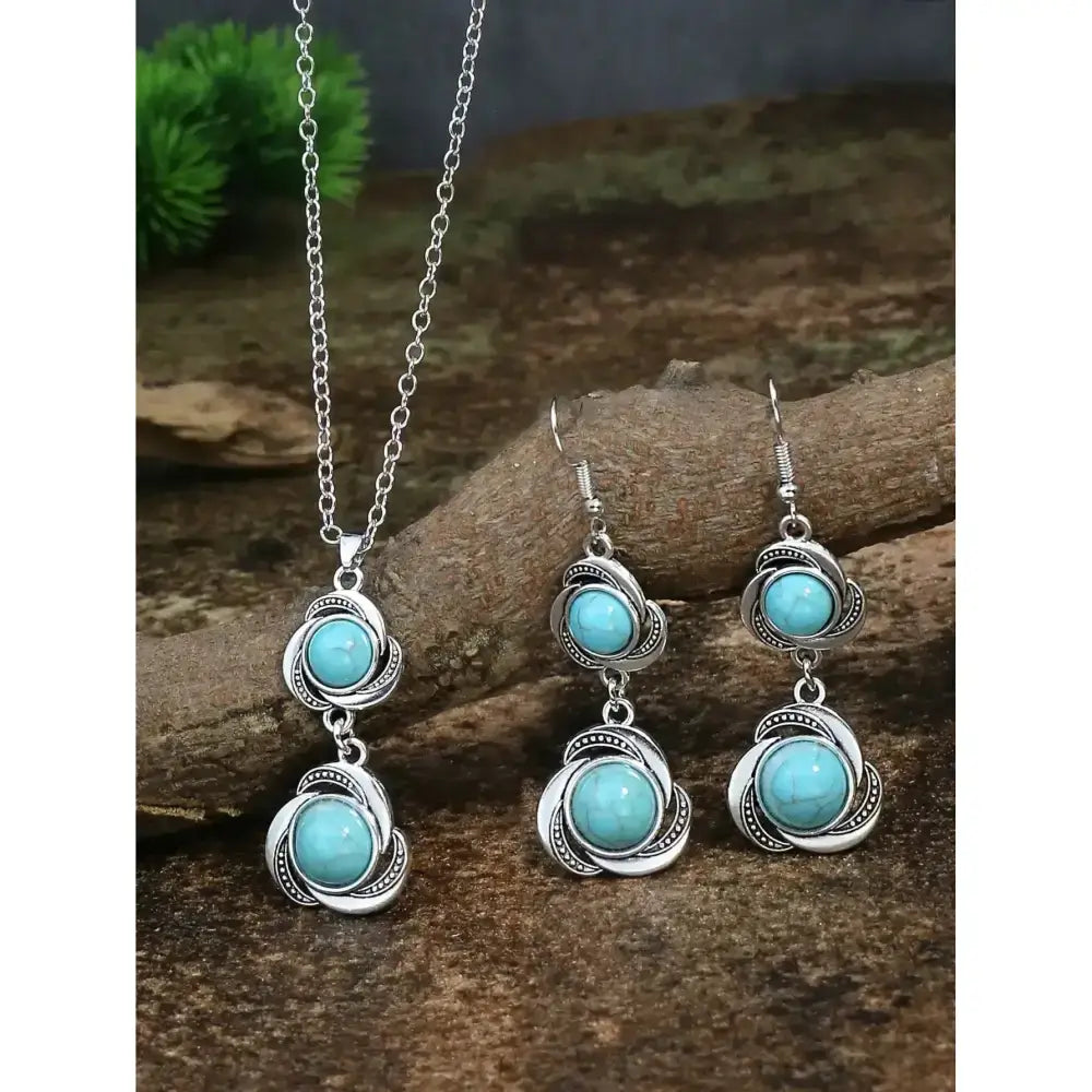 Turquoise Drop Earrings and Necklace Set, Perfect Jewelry Gift Idea