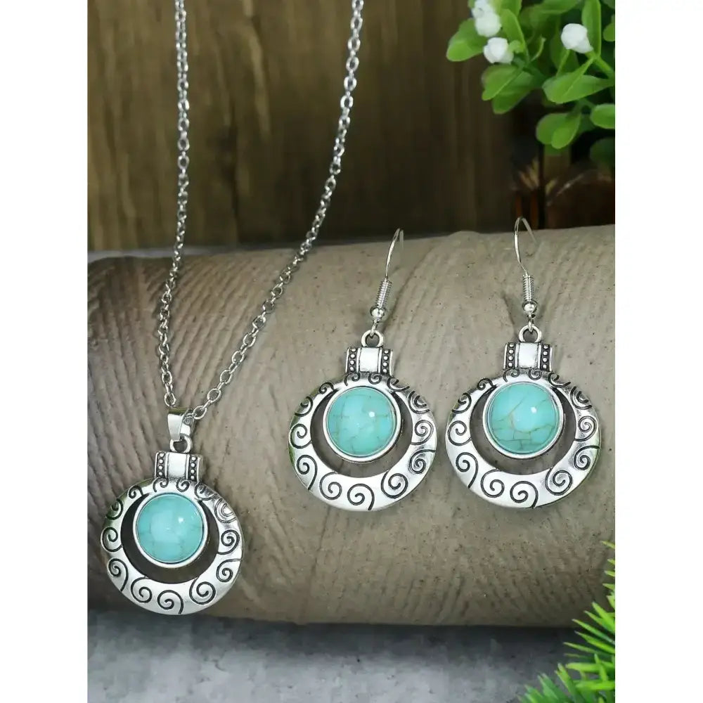 Turquoise Drop Earrings and Necklace Set, Perfect Jewelry Gift Idea