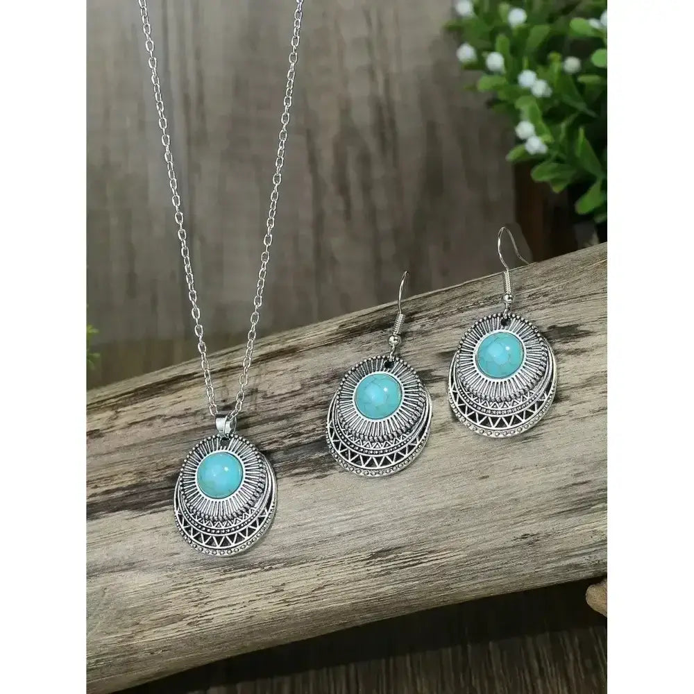 Turquoise Drop Earrings and Necklace Set, Perfect Jewelry Gift Idea
