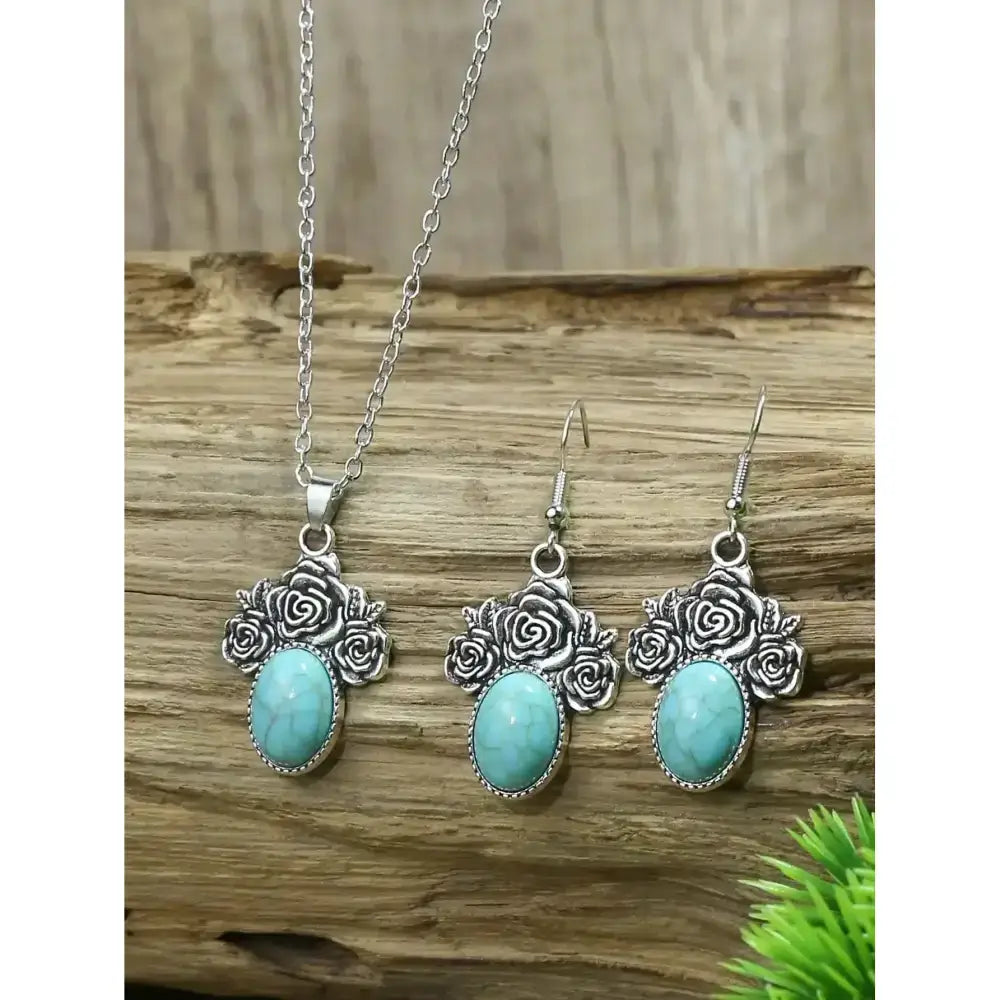 Turquoise Drop Earrings and Necklace Set, Perfect Jewelry Gift Idea