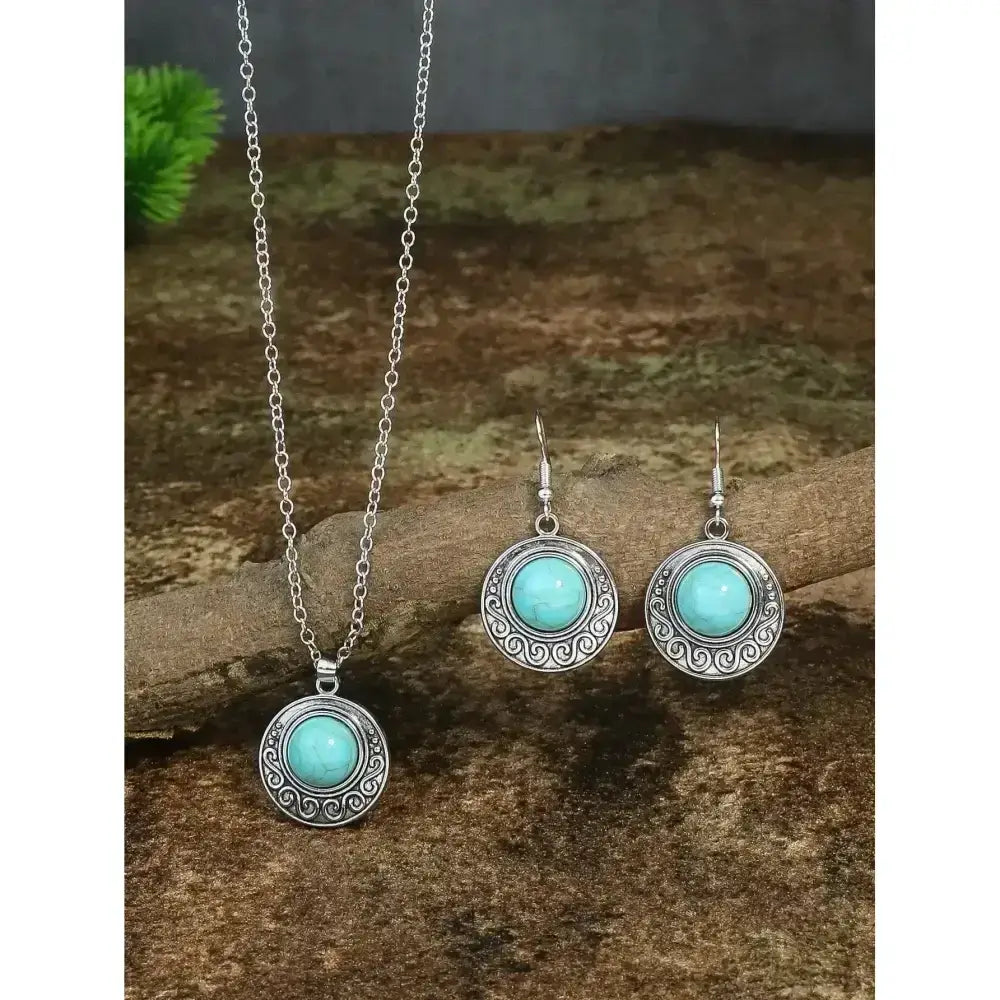 Turquoise Drop Earrings and Necklace Set, Perfect Jewelry Gift Idea
