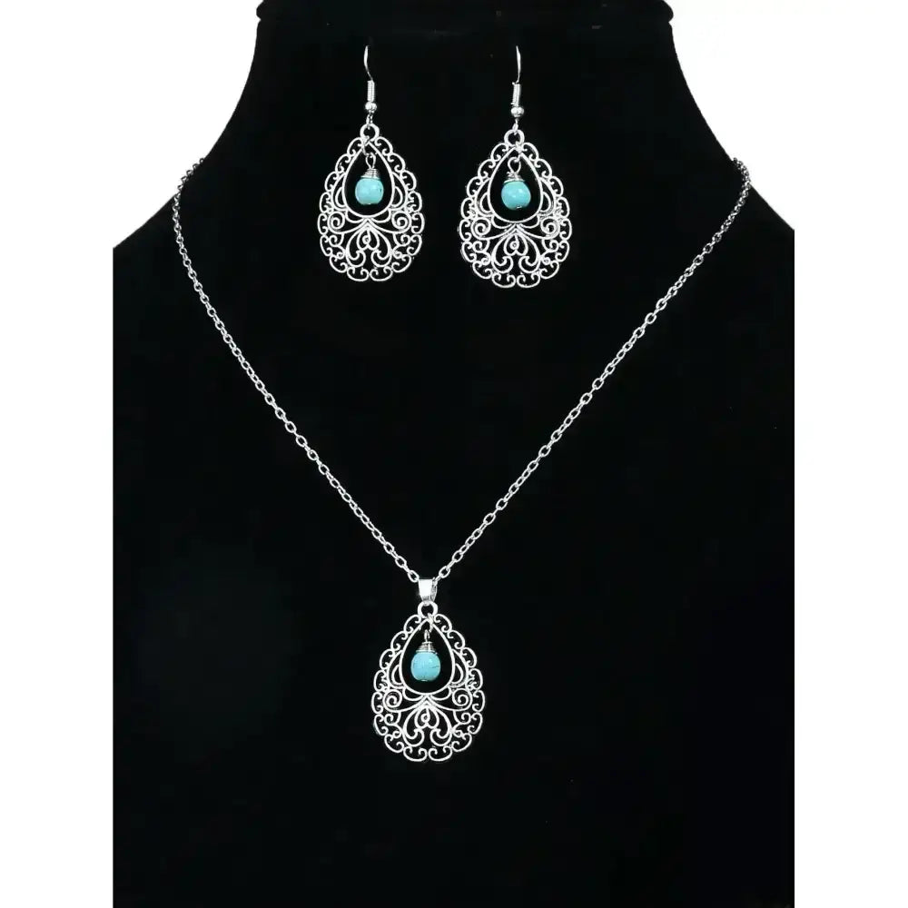Turquoise Drop Earrings and Necklace Set, Perfect Jewelry Gift Idea