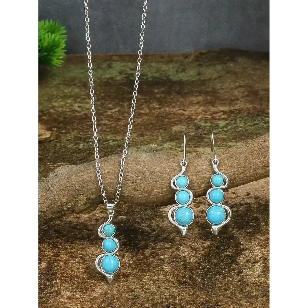 Turquoise Drop Earrings and Necklace Set, Perfect Jewelry Gift Idea
