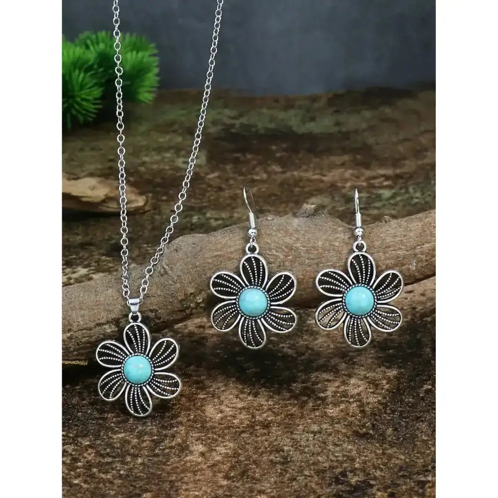 Turquoise Drop Earrings and Necklace Set, Perfect Jewelry Gift Idea
