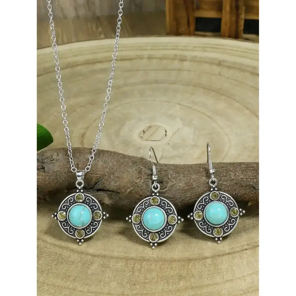 Turquoise Drop Earrings and Necklace Set, Perfect Jewelry Gift Idea